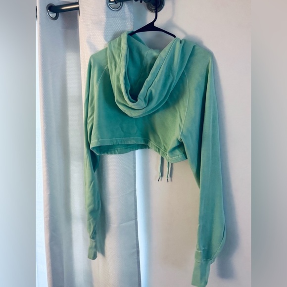 Champion Cropped Sea foam Green Hoodie Sweatshirt - Picture 4 of 8